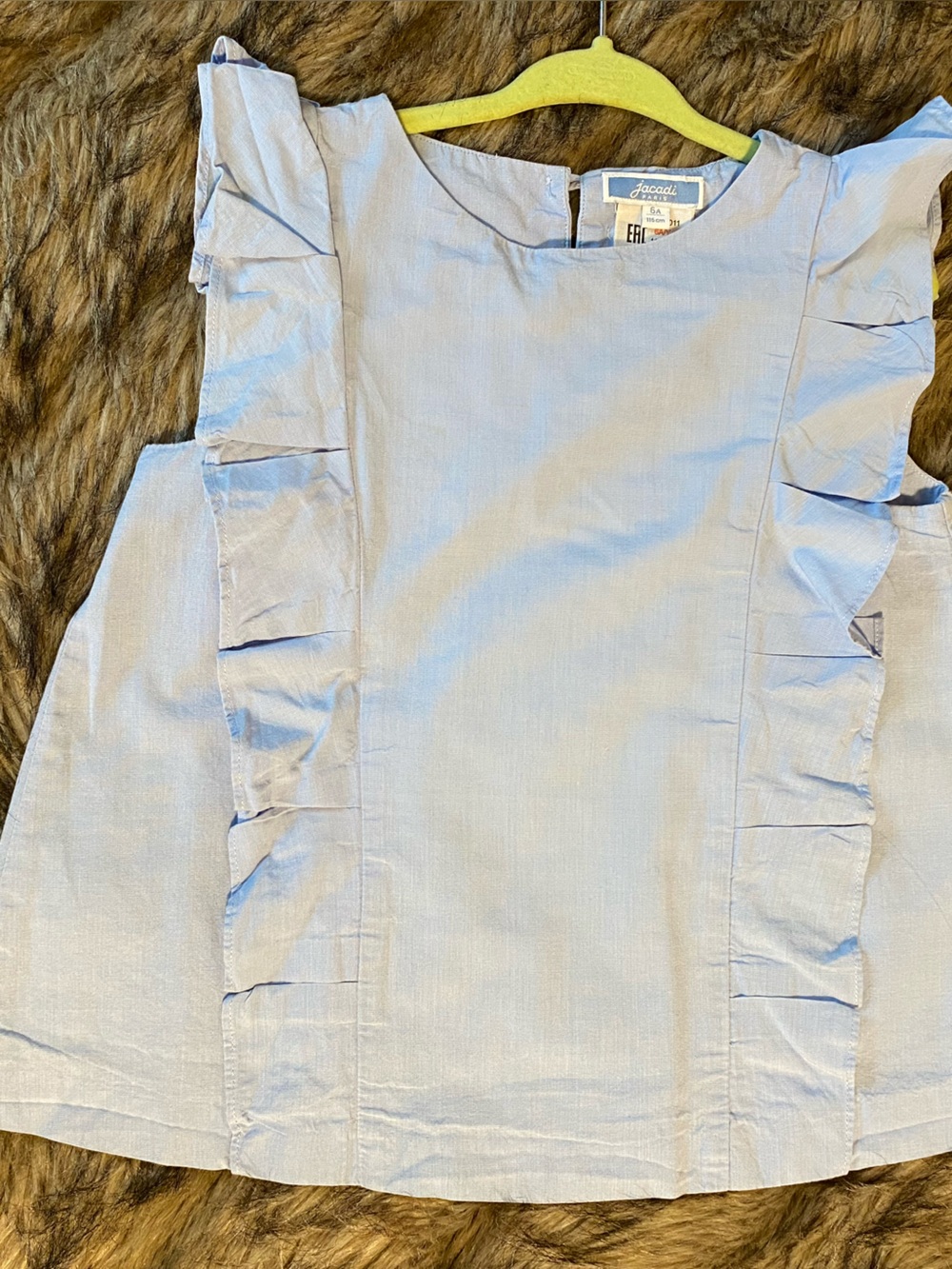 Jacadi Light Blue Ruffle-Trim Cotton Top